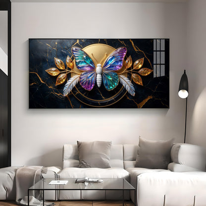Butterfly With Iridescent Purple & Blue Wings Premium Acrylic Horizontal Wall Art