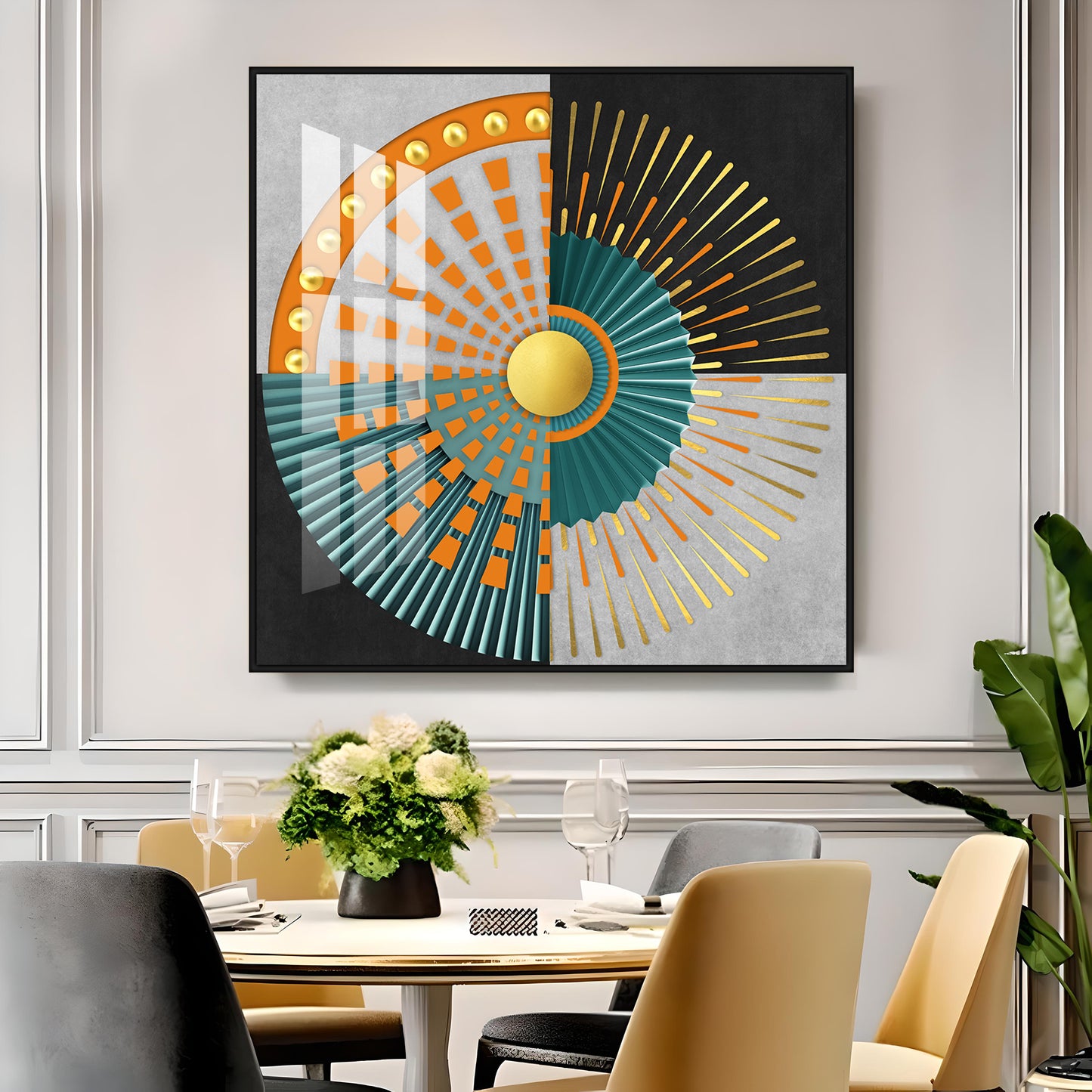 Abstract Geometric Circle Design Premium Acrylic Square Wall Art