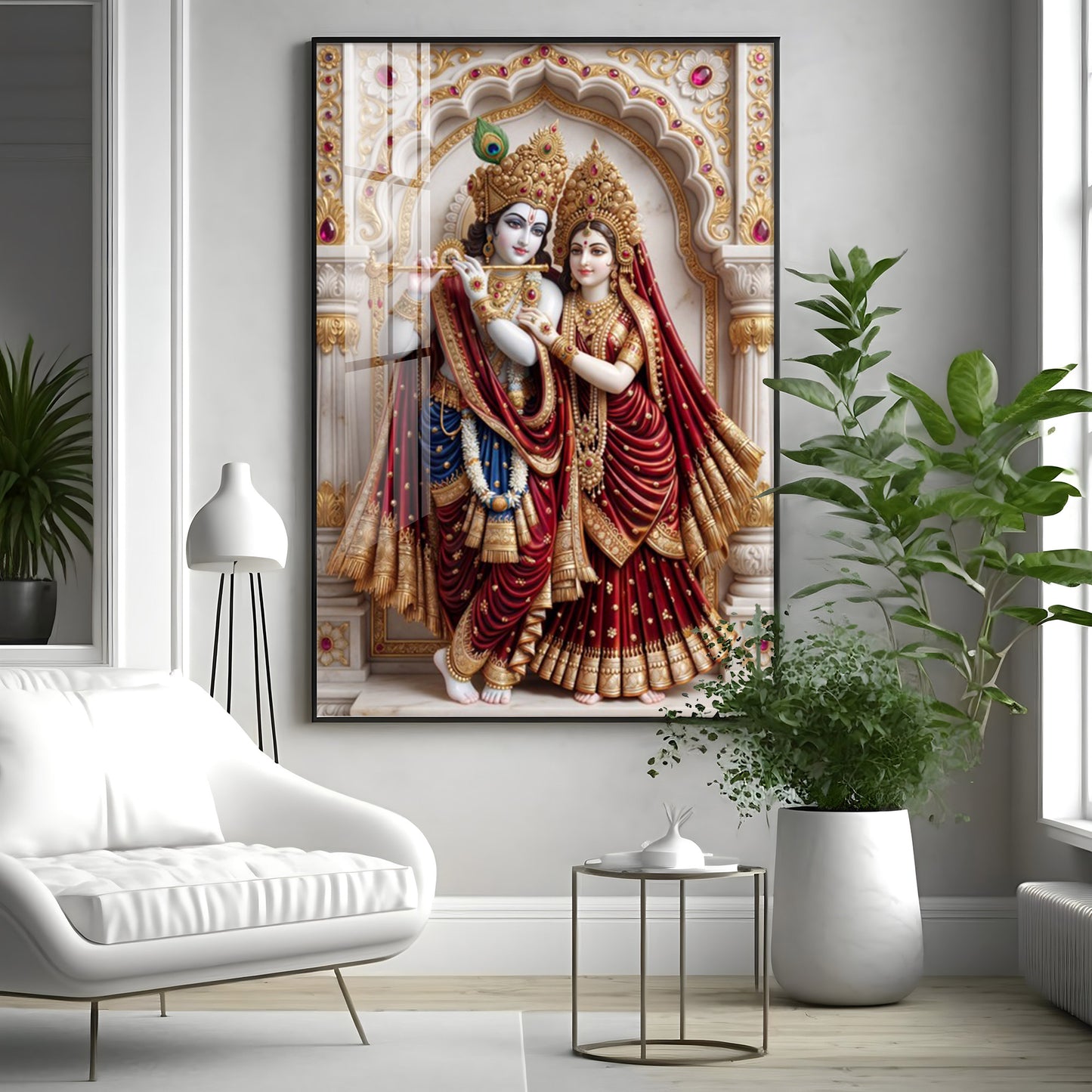 Divine Wisdom Of Radha Krishna Premium Acrylic Vertical Wall Art