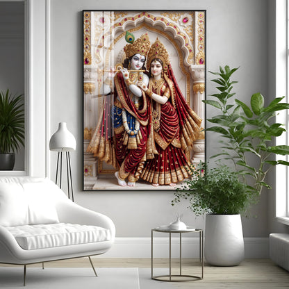 Divine Wisdom Of Radha Krishna Premium Acrylic Vertical Wall Art