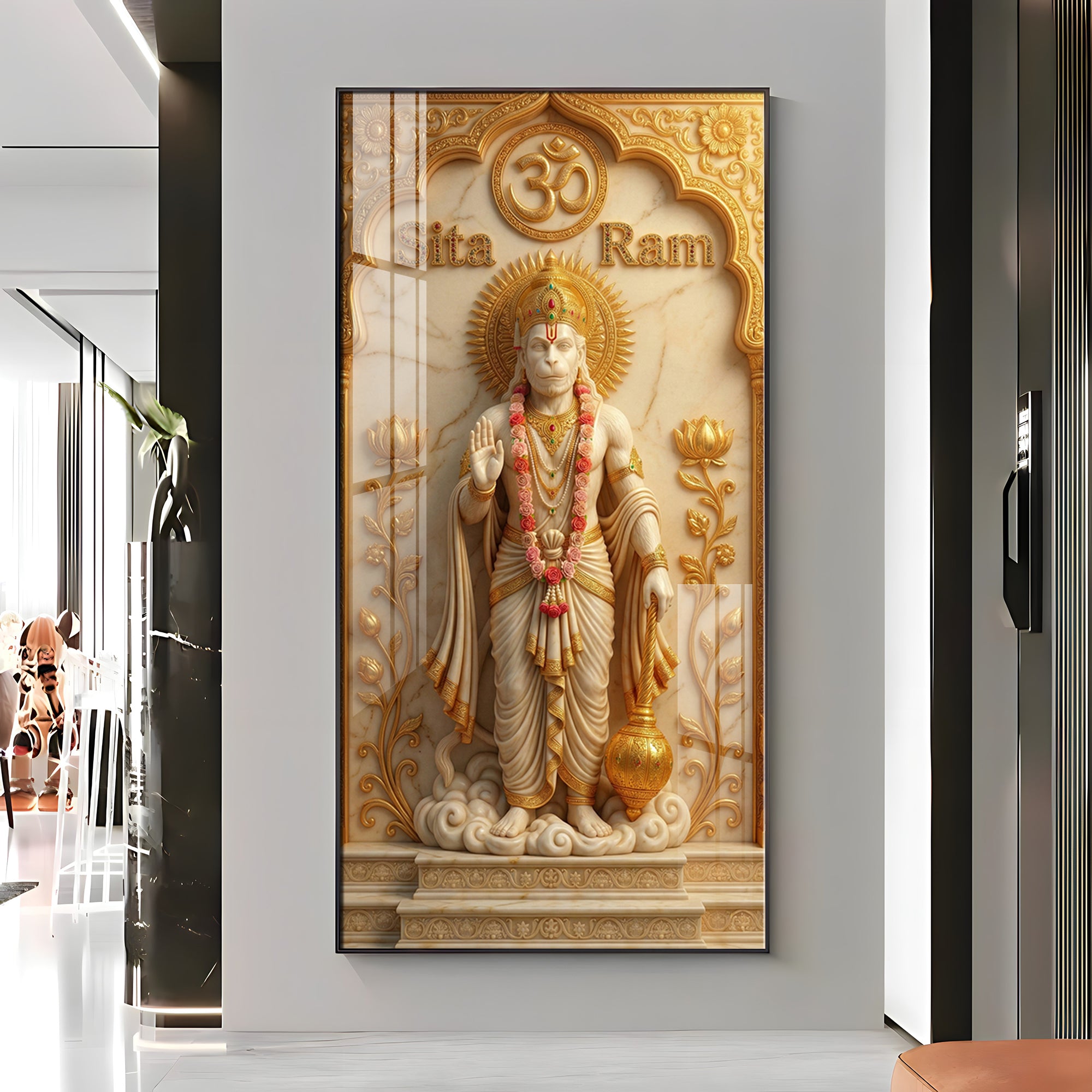 Lord Hanuman's Premium Acrylic Vertical Wall Art