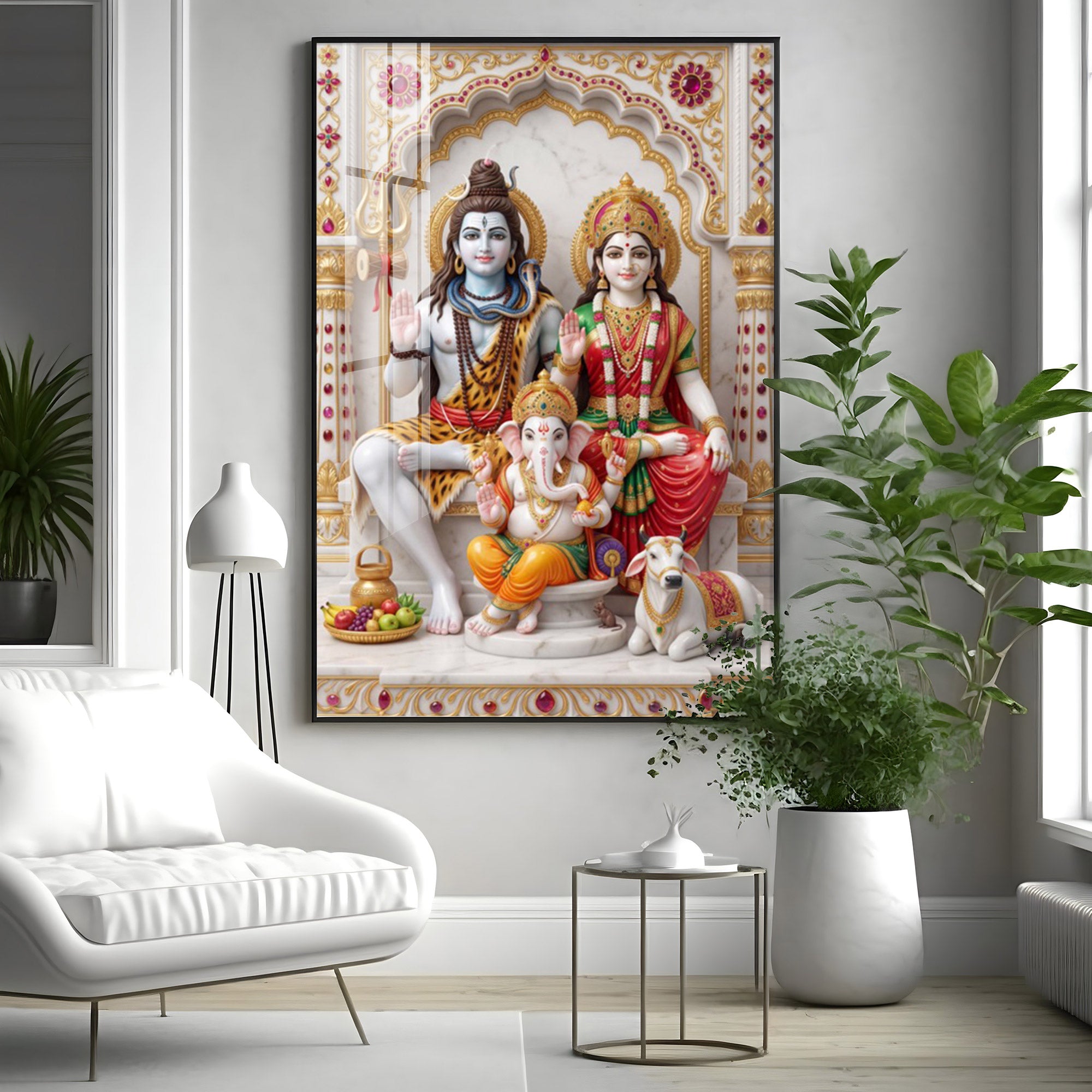 Lord Shiv Parvati Parivar Premium Acrylic Vertical Wall Art