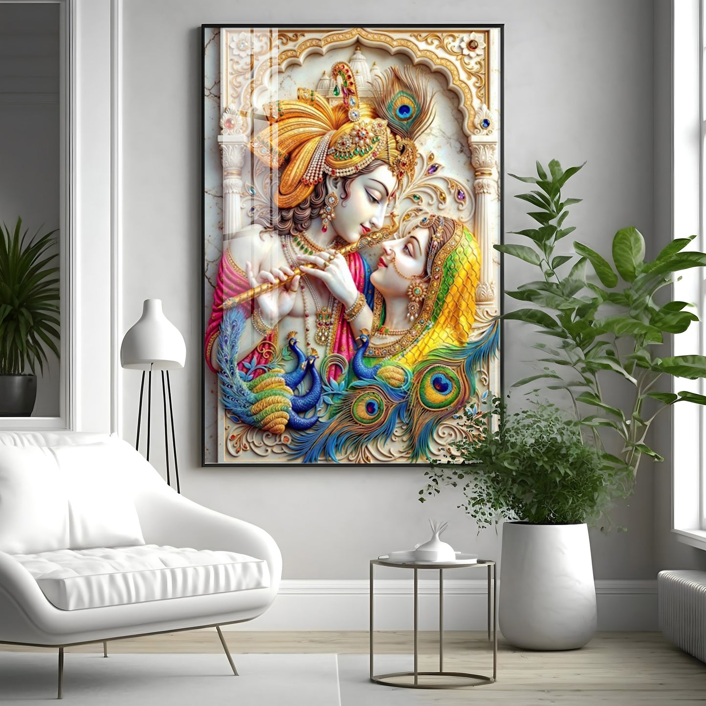 Radha Krishna Eternal Love Premium Acrylic Vertical Wall Art