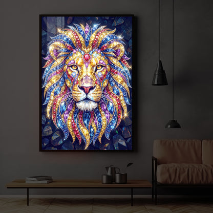 Imperial Lion Majesty Modern Luxury Backlight Vertical Wall Art