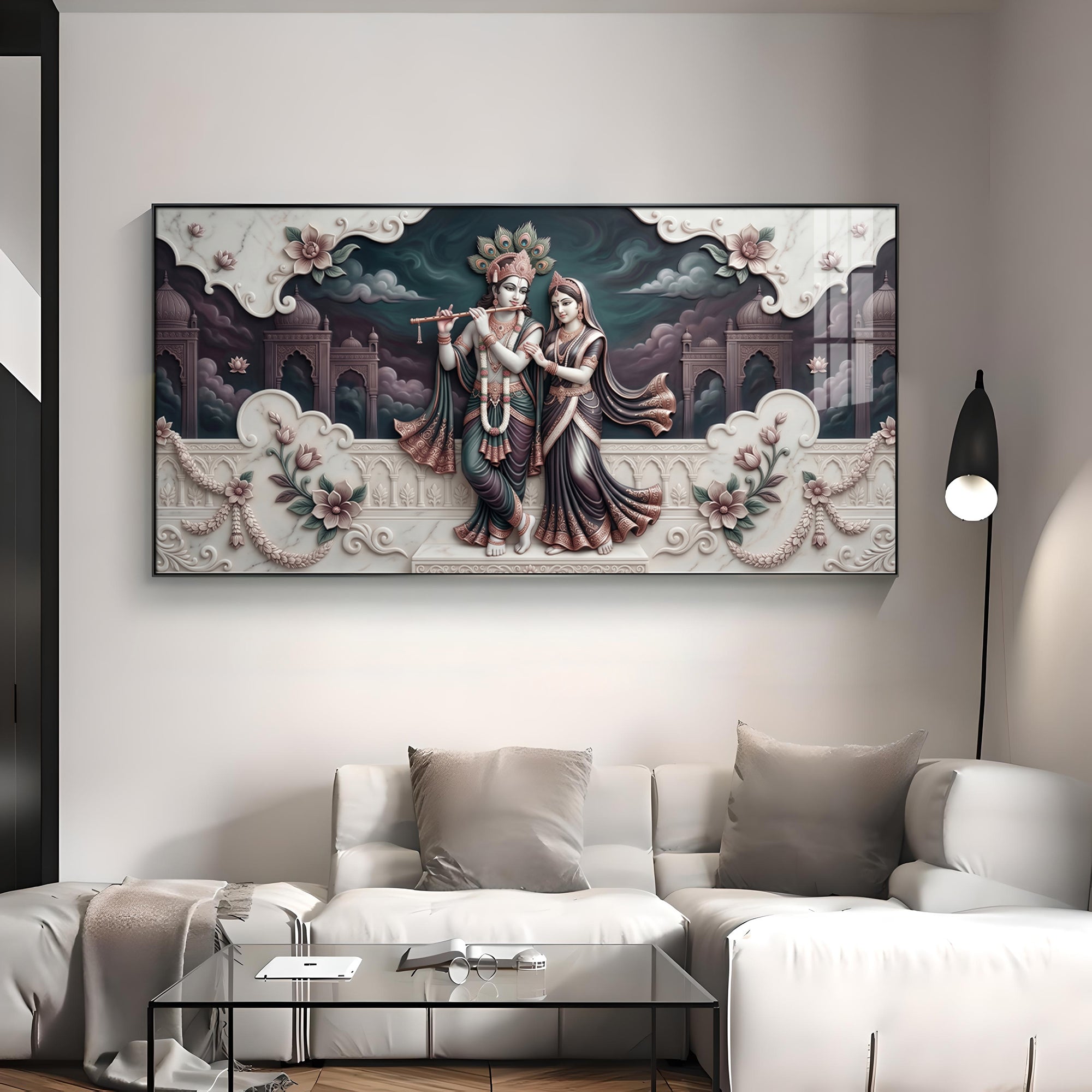 Divine Love Radha Krishna Premium Acrylic Horizontal Wall Art
