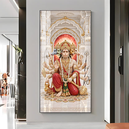 Panchmukhi Hanumanji Premium Acrylic Vertical Wall Art