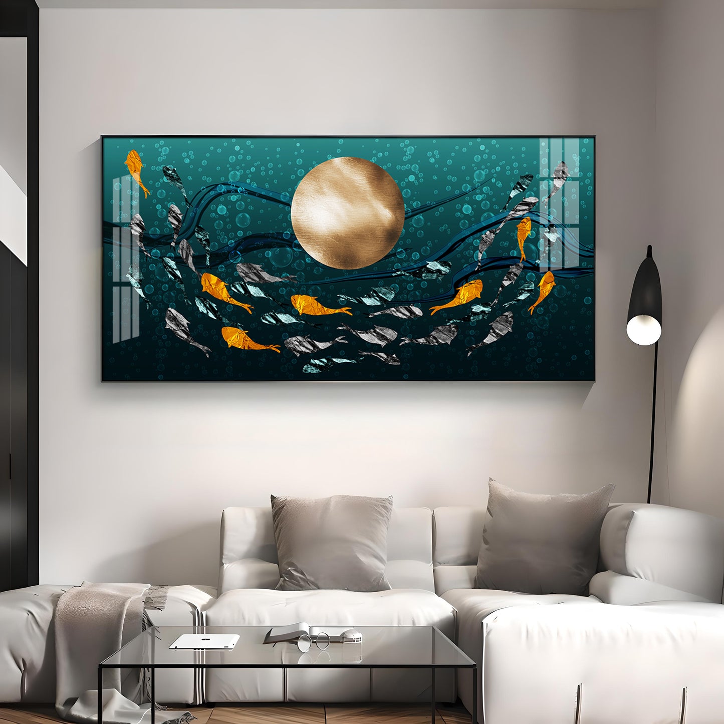 Golden Koi Fish Premium Acrylic Horizontal Wall Art