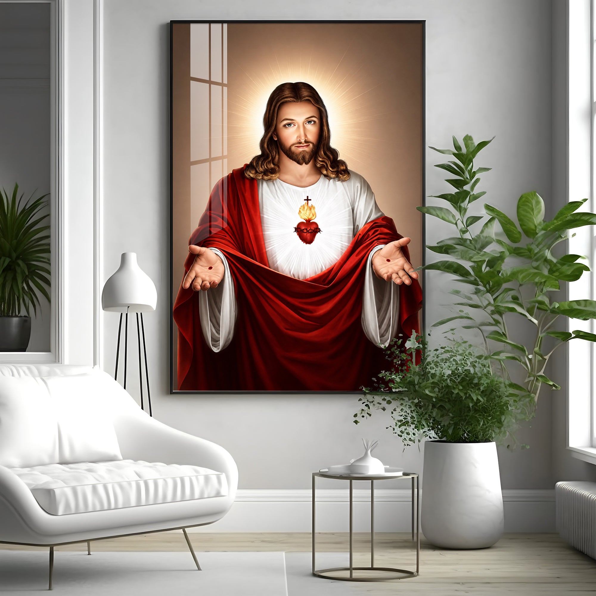Jesus Christ With The Sacred Heart Premium Acrylic Vertical Wall Art