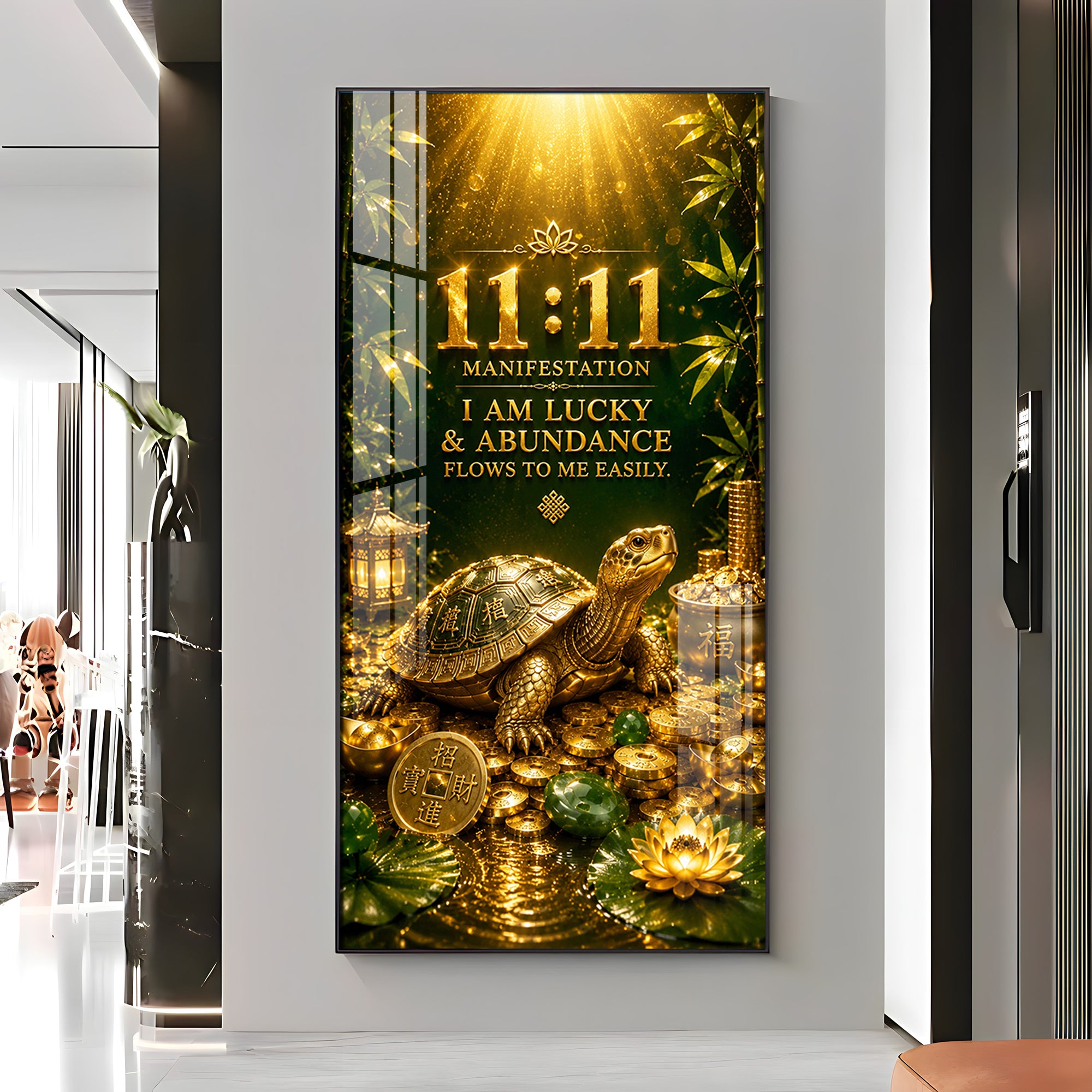 11:11 Manifestation Lucky Tortoise Premium Acrylic Vertical Wall Art