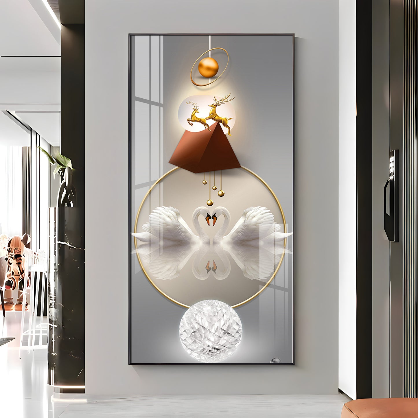 Reflective Elegance Premium Acrylic Vertical Wall Art