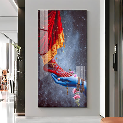 Feet Of Shri Parvati With Shiv Ji Hand Premium Acrylic Vertical Wall Art