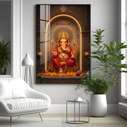 Divine Ganpati Bappa Premium Acrylic Vertical Wall Art