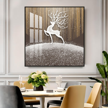 Christmas Snow Deer Premium Acrylic Square Wall Art
