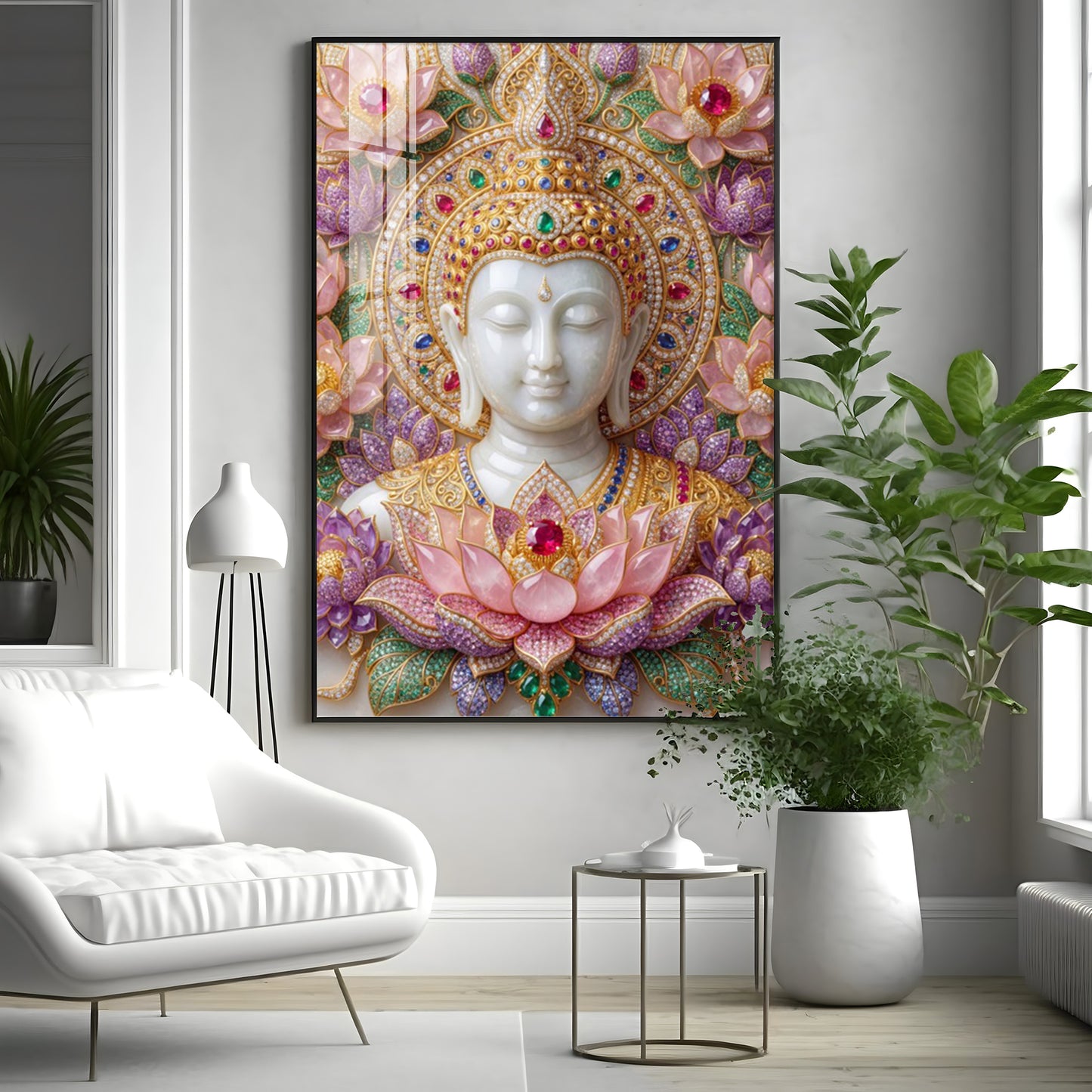 Lord Gautam Buddha Premium Acrylic Vertical Wall Art