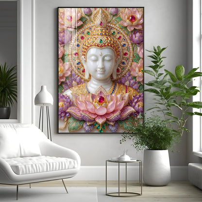 Lord Gautam Buddha Premium Acrylic Vertical Wall Art