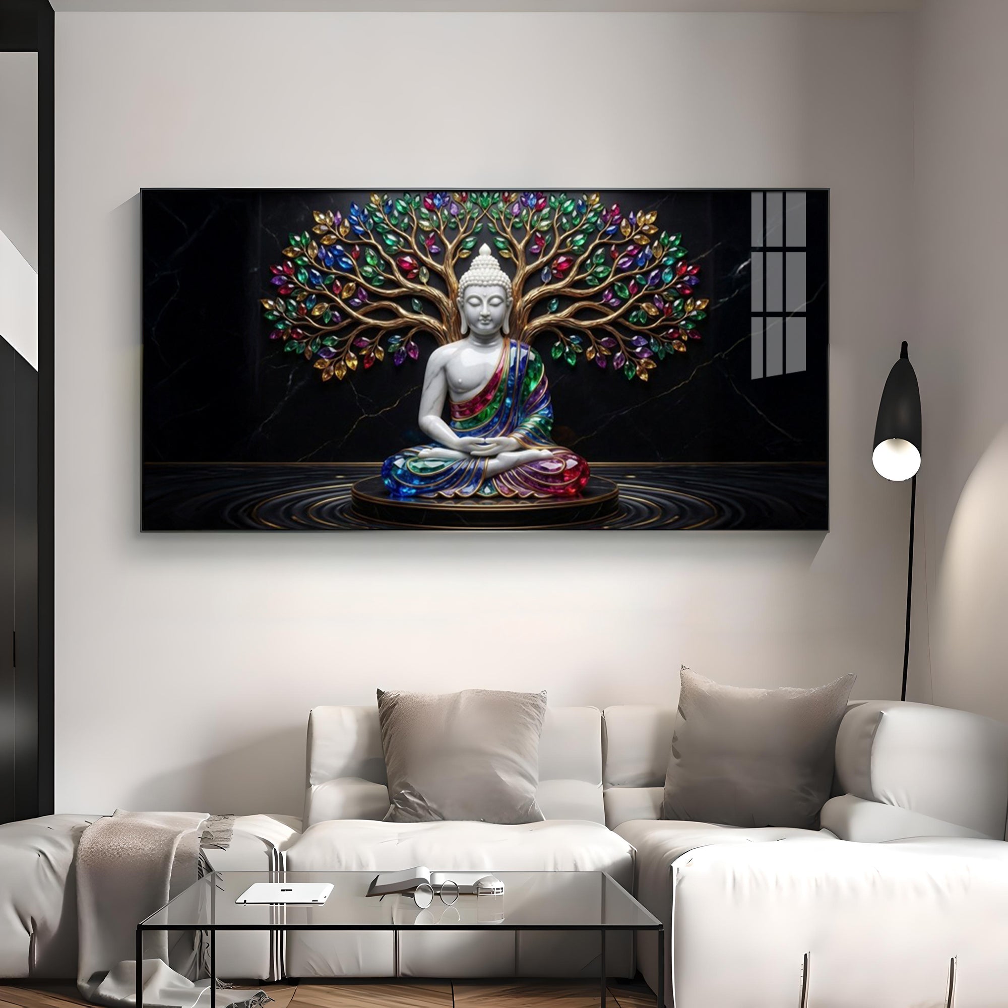 Enlightened Grove Tree Buddha Premium Acrylic Horizontal Wall Art