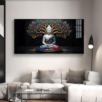 Enlightened Grove Tree Buddha Premium Acrylic Horizontal Wall Art