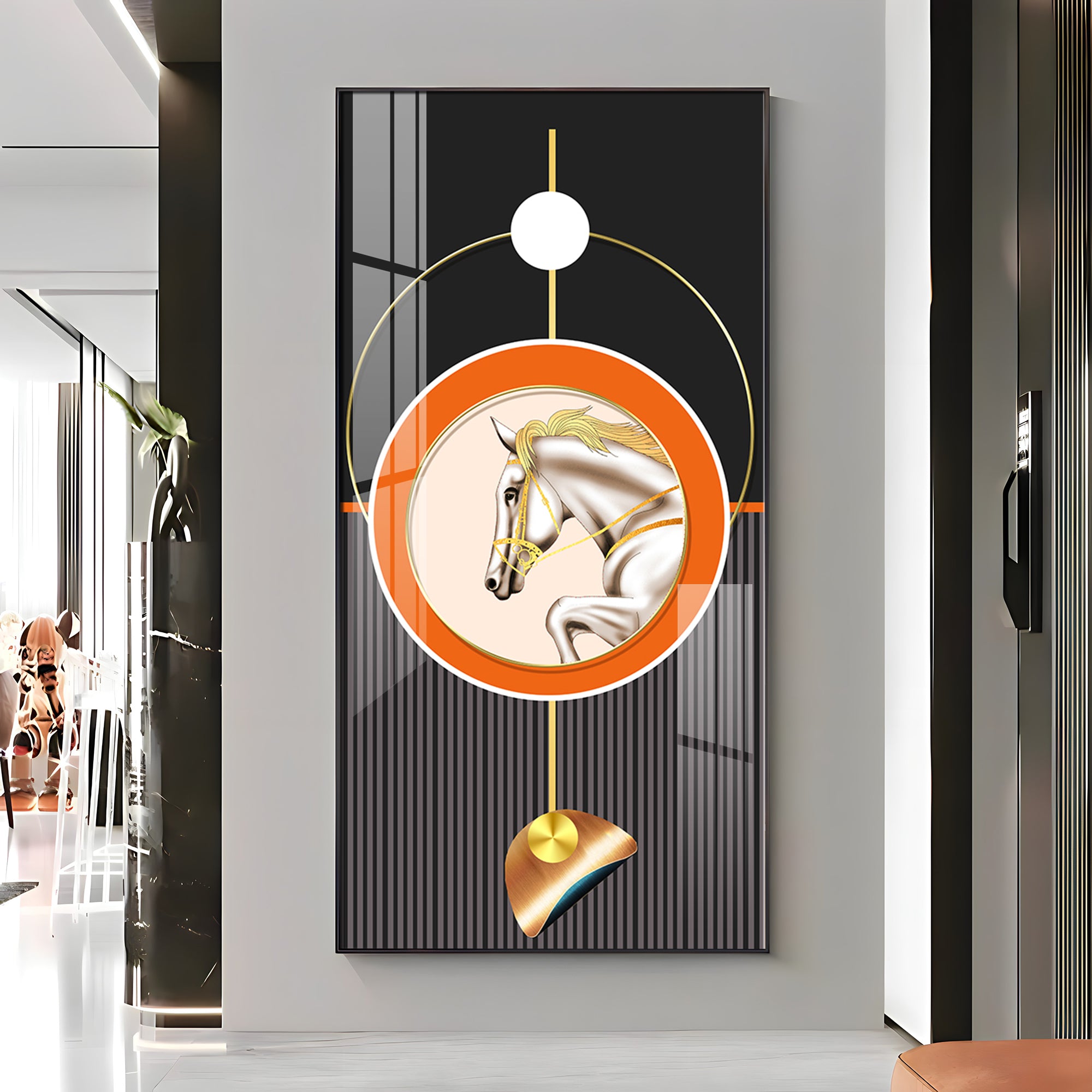 Horse Golden Ember Premium Acrylic Vertical Wall Art
