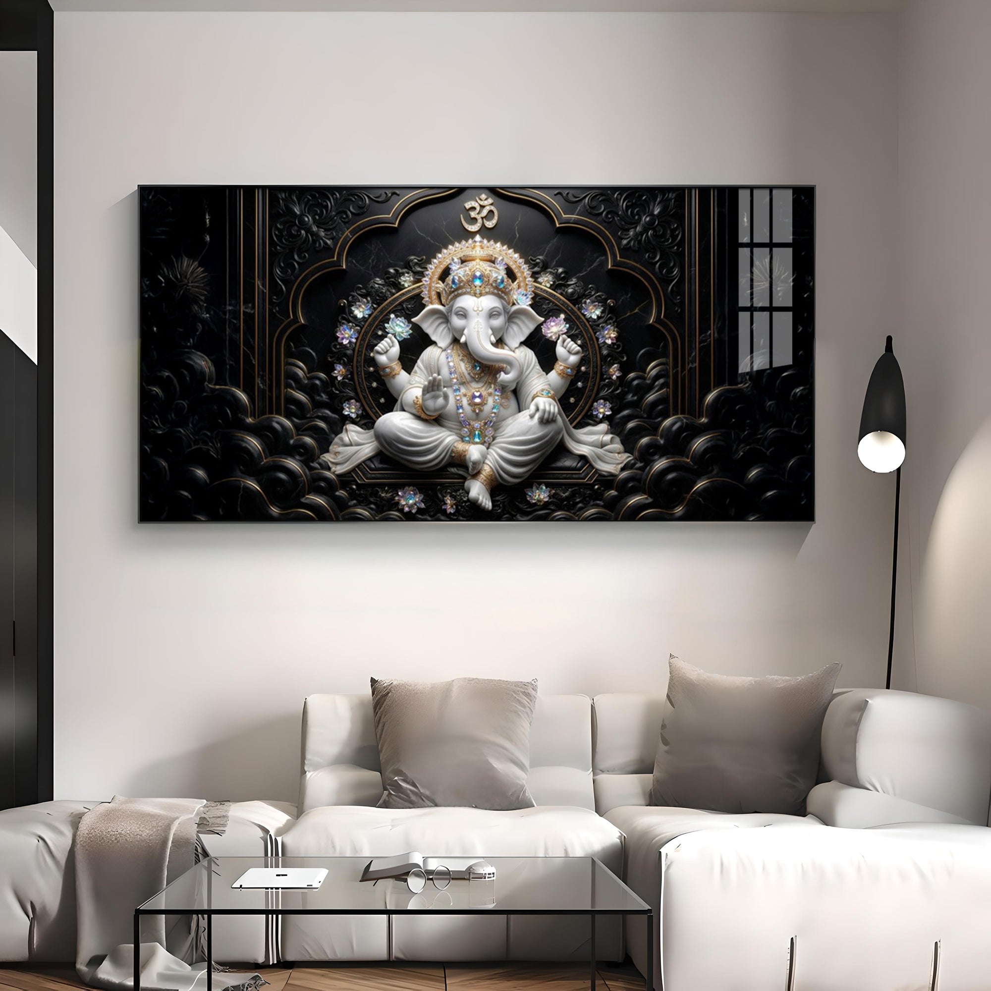 Lord Ganesha With Ornate Jewelry Premium Acrylic Horizontal Wall Art