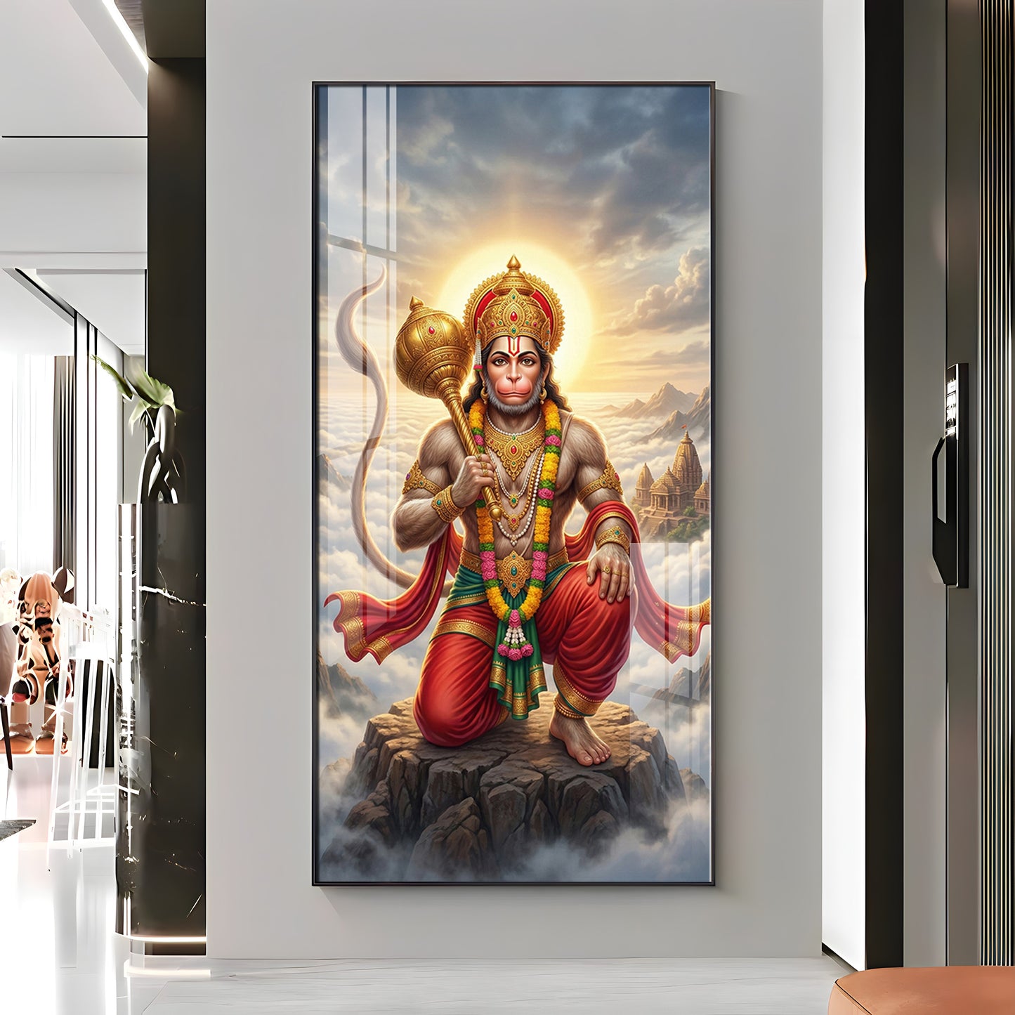 Divine Hanuman Ji Blessing Premium Acrylic Vertical Wall Art