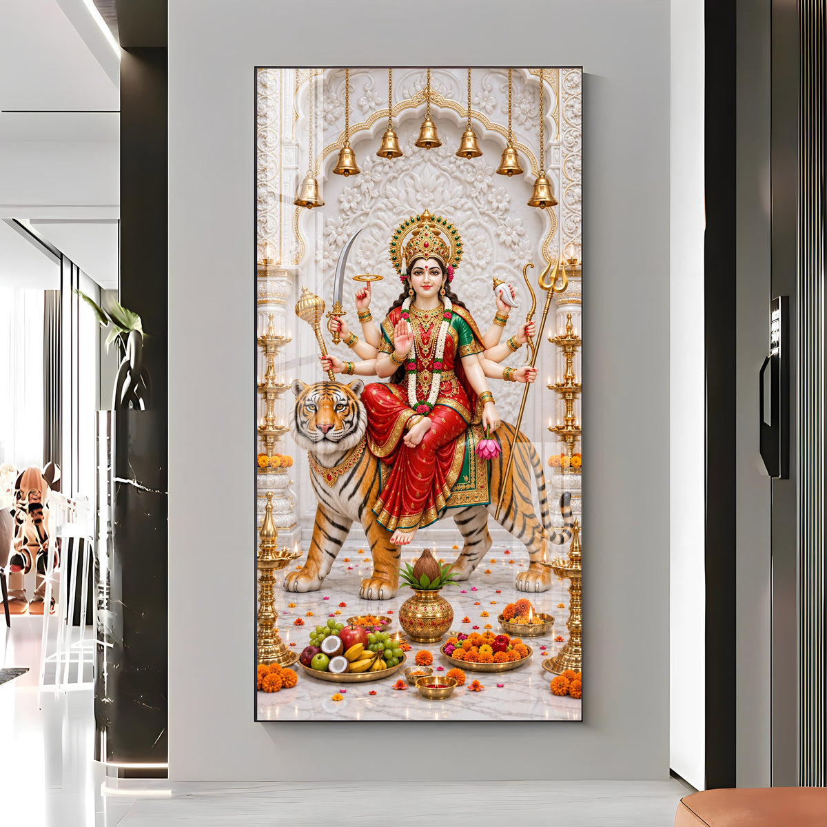 Holy Durga Mata Premium Acrylic Vertical Wall Art