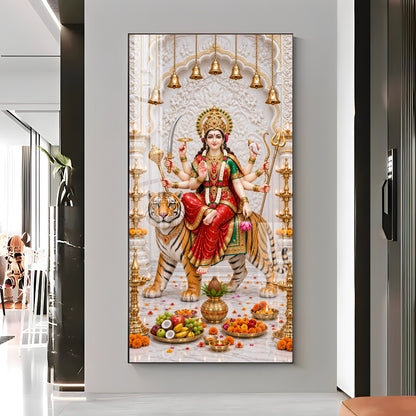 Holy Durga Mata Premium Acrylic Vertical Wall Art
