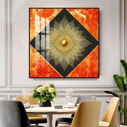 Gold Petal Flower Premium Acrylic Square Wall Art