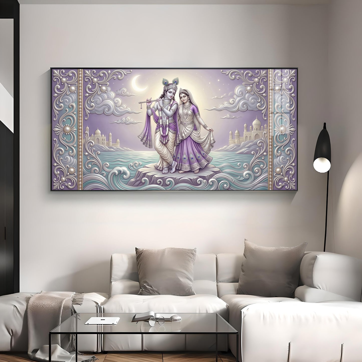 Hindu God Radha Krishna Premium Acrylic Horizontal Wall Art