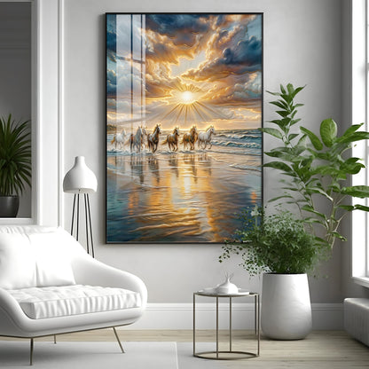 Vastu Inspired Running Horse Wall Art Premium Acrylic Vertical Wall Art