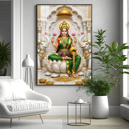 Gajalakshmi Premium Acrylic Vertical Wall Art