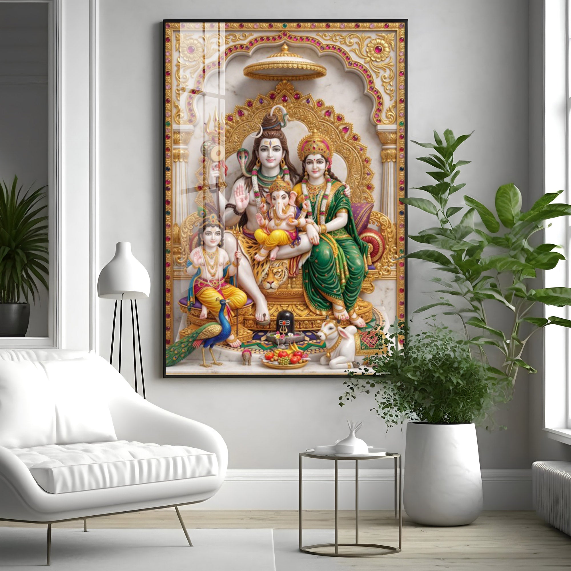 Shiva Parivar idol Premium Acrylic Vertical Wall Art