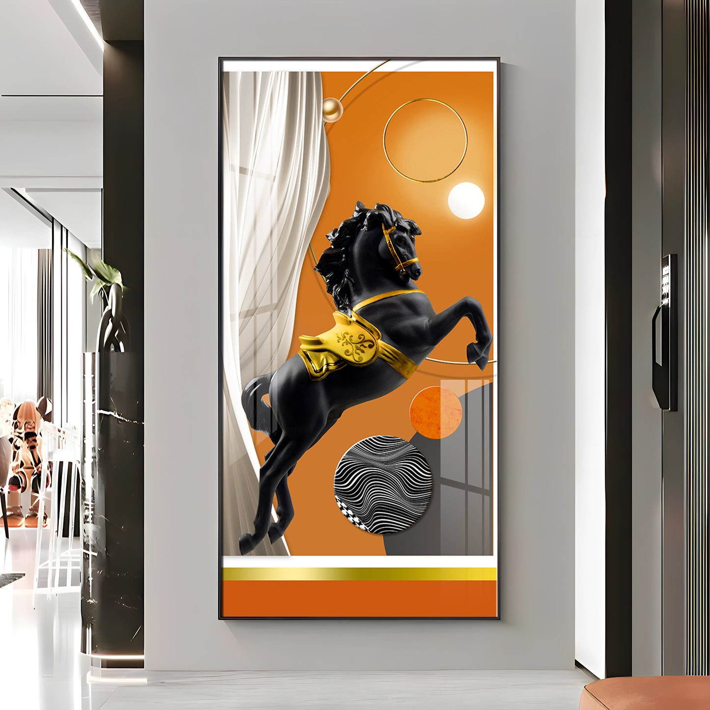 Muscular Black Horse Premium Acrylic Vertical Wall Art