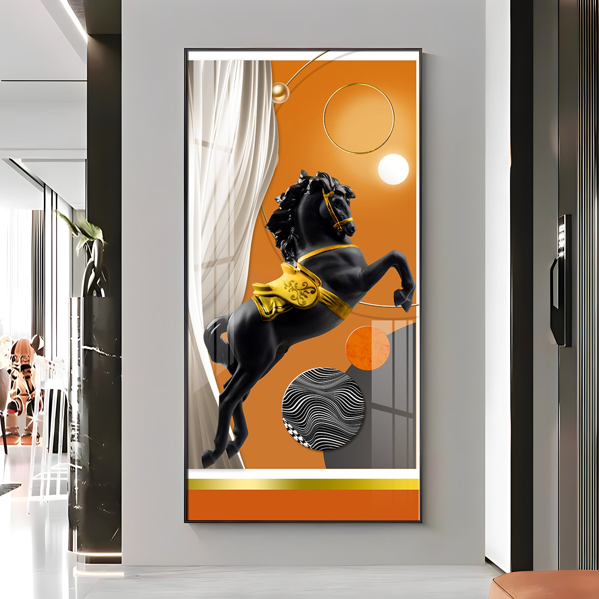 Muscular Black Horse Premium Acrylic Vertical Wall Art
