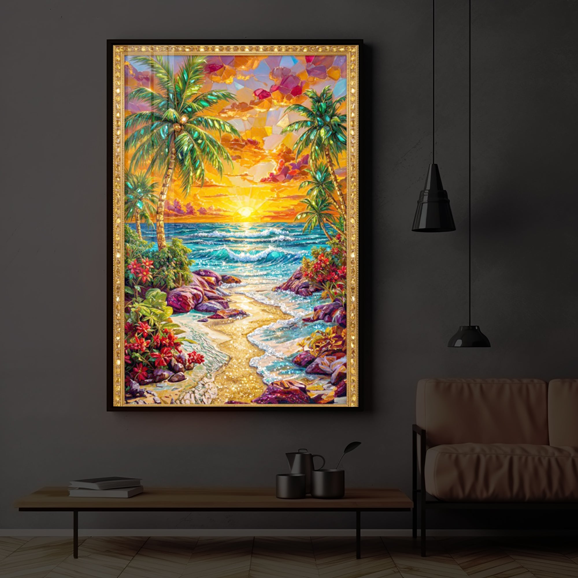 Coastal Bliss Modern Luxury Backlight Vertical Wall Art