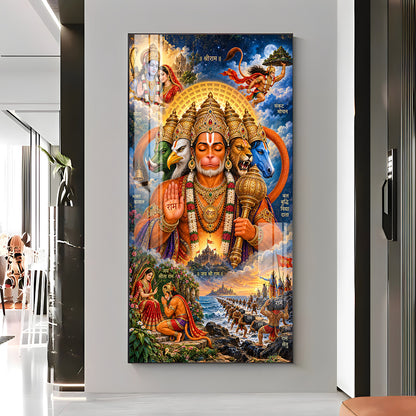 Divine Panchmukhi Hanuman Premium Acrylic Vertical Wall Art