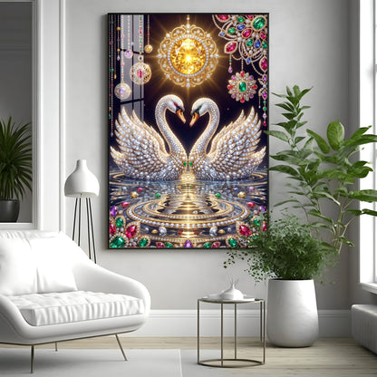 Pair Of White Swans Premium Acrylic Vertical Wall Art