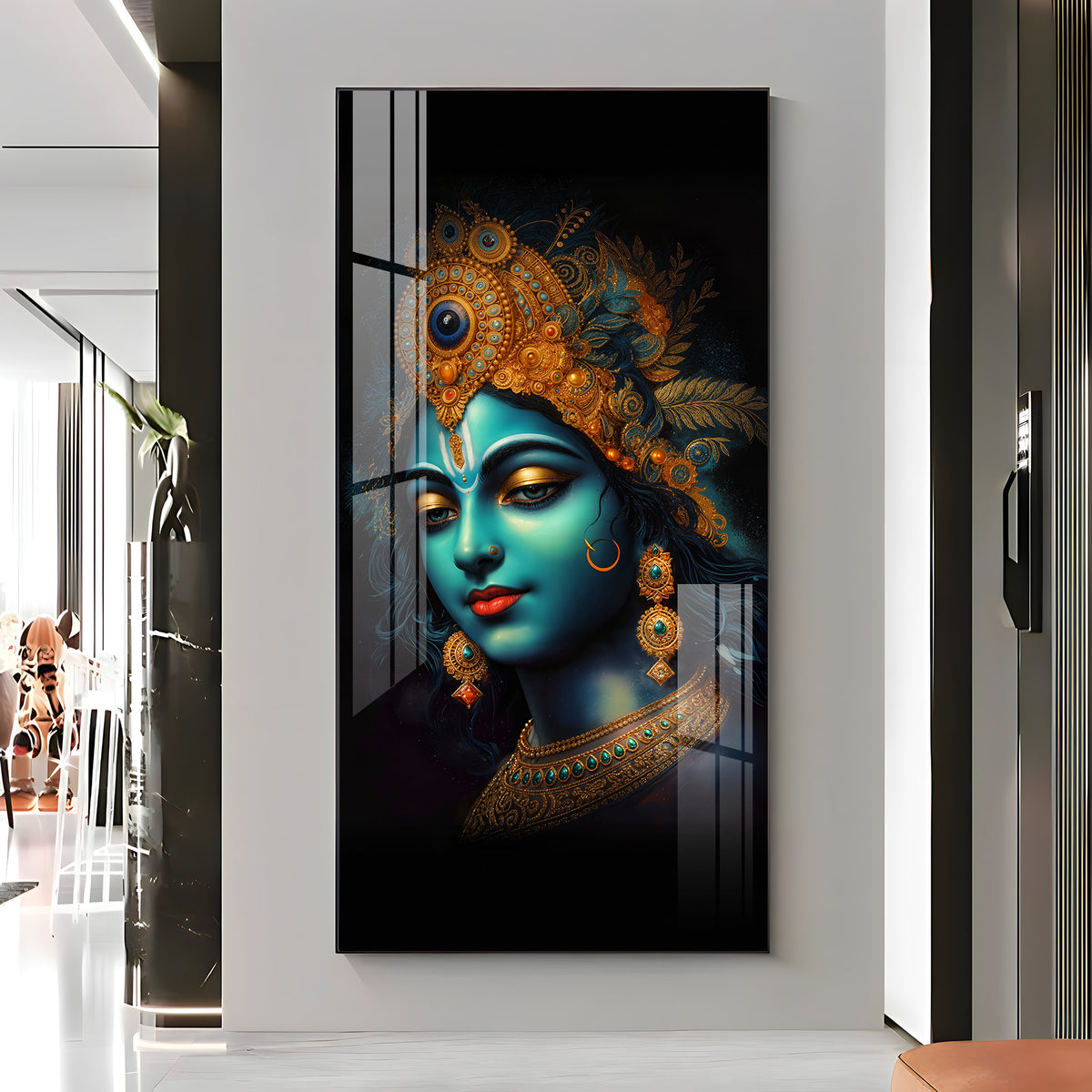 Lord Shree Krishna Premium Acrylic Vertical Wall Art
