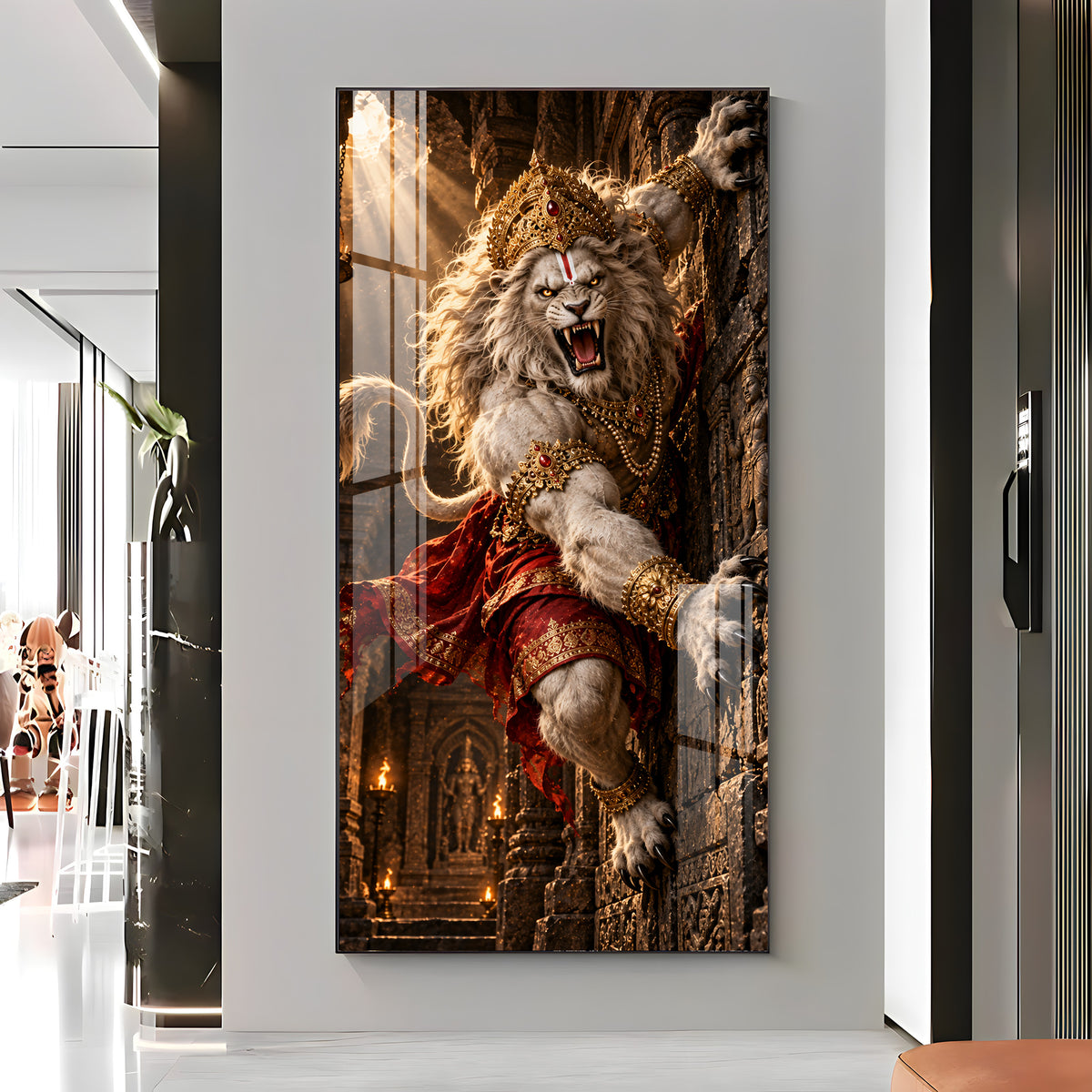 Bhagwan Narsimha Premium Acrylic Vertical Wall Art