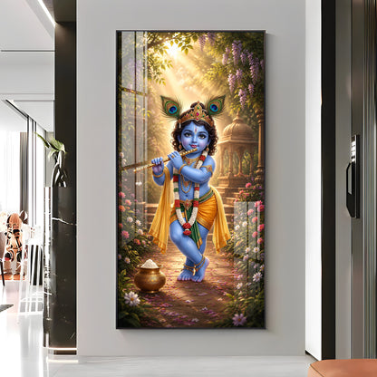 Bal Krishna Vrindavan Premium Acrylic Vertical Wall Art