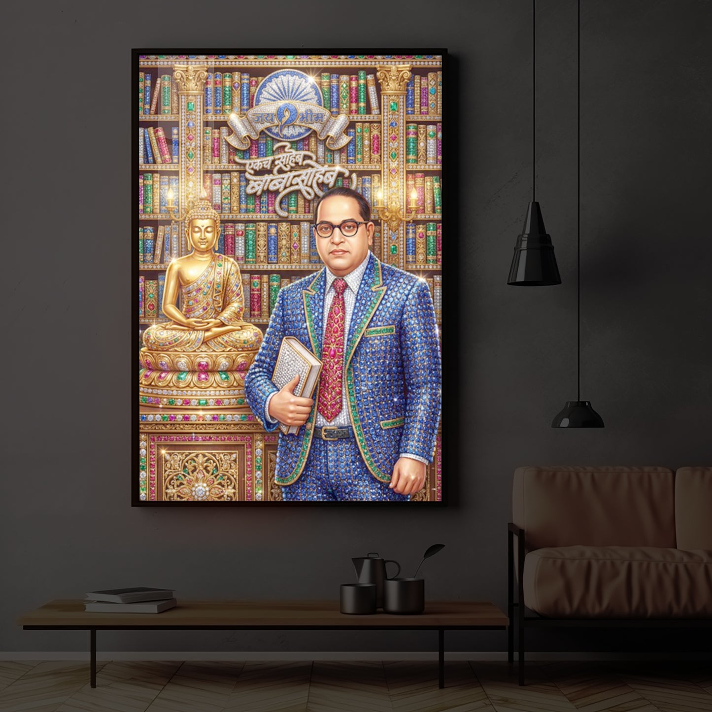 Dr. Bhimrao Ambedkar Ji Modern Luxury Backlight Vertical Wall Art