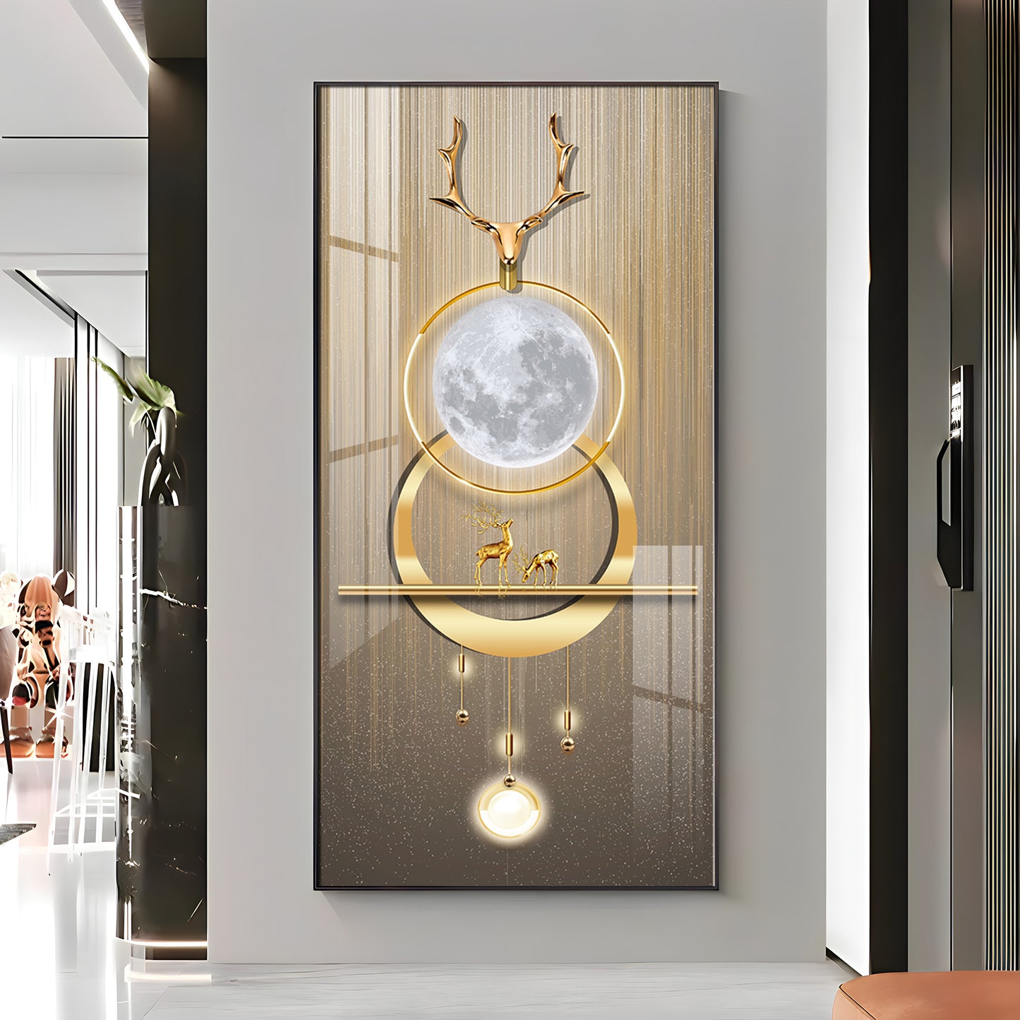 Deer Beneath the Moon Premium Acrylic Vertical Wall Art