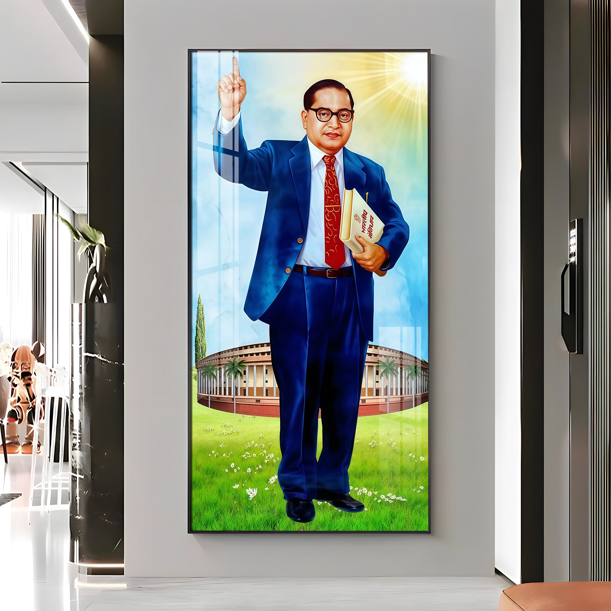 Dr. Bhimrao Ambedkar Holding Constitution Premium Acrylic Vertical Wall Art