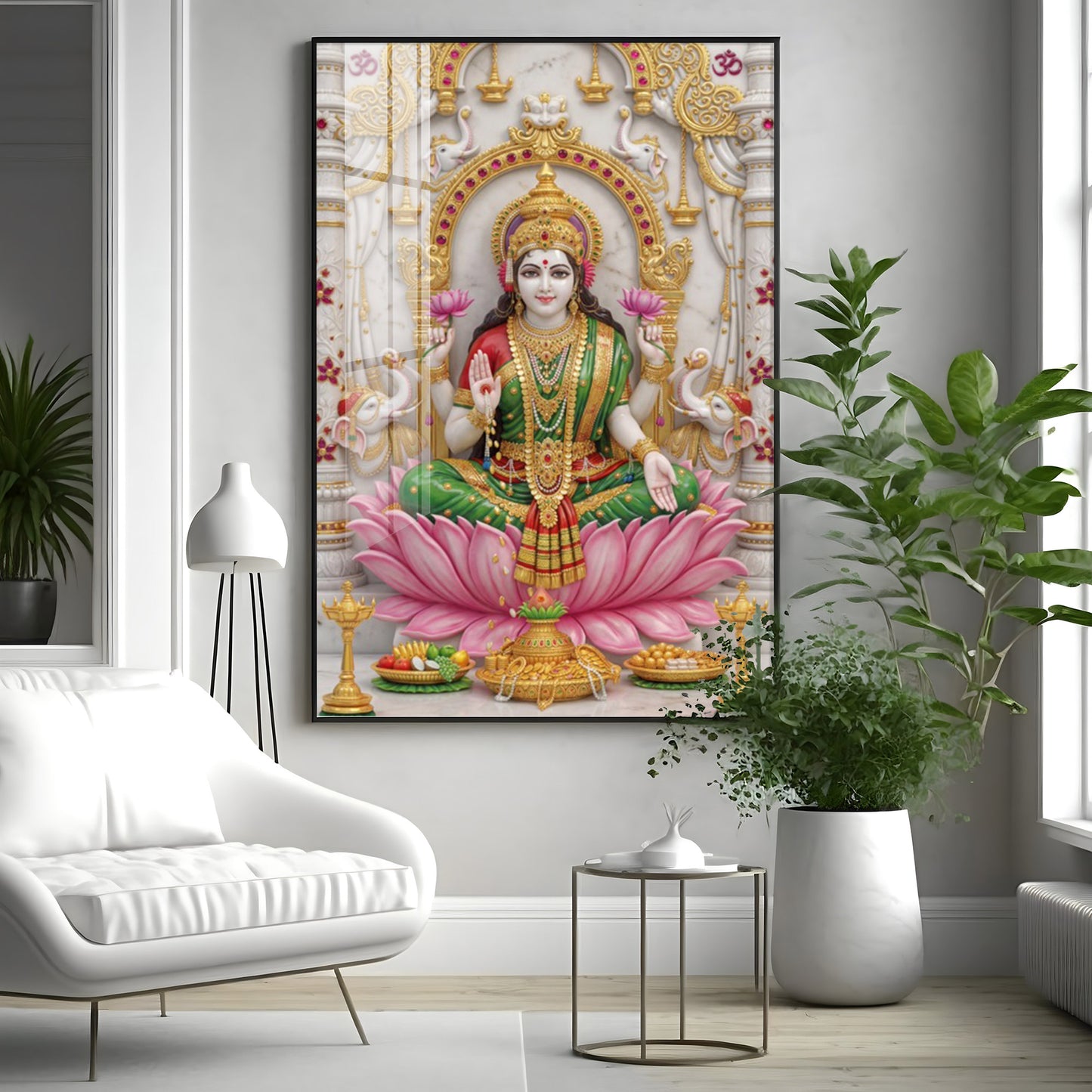 Peaceful Presence Of Maa Laxmi Premium Acrylic Vertical Wall Art