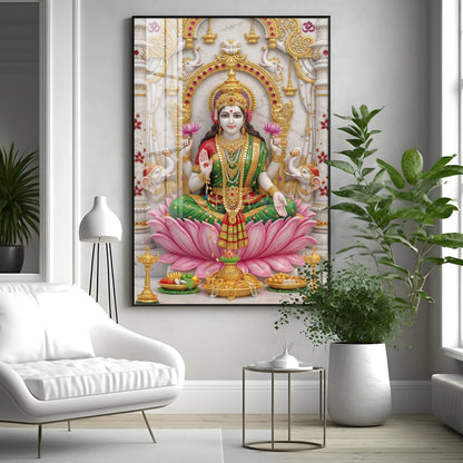 Peaceful Presence Of Maa Laxmi Premium Acrylic Vertical Wall Art