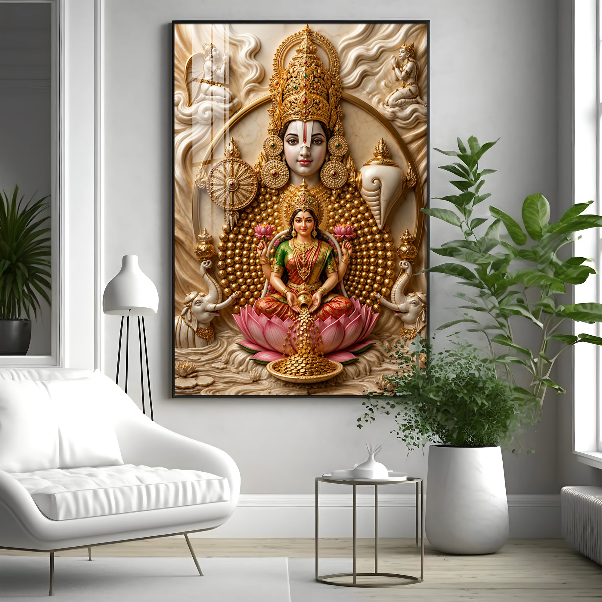 Lord Venkateswara & Goddess Lakshmi Premium Acrylic Vertical Wall Art