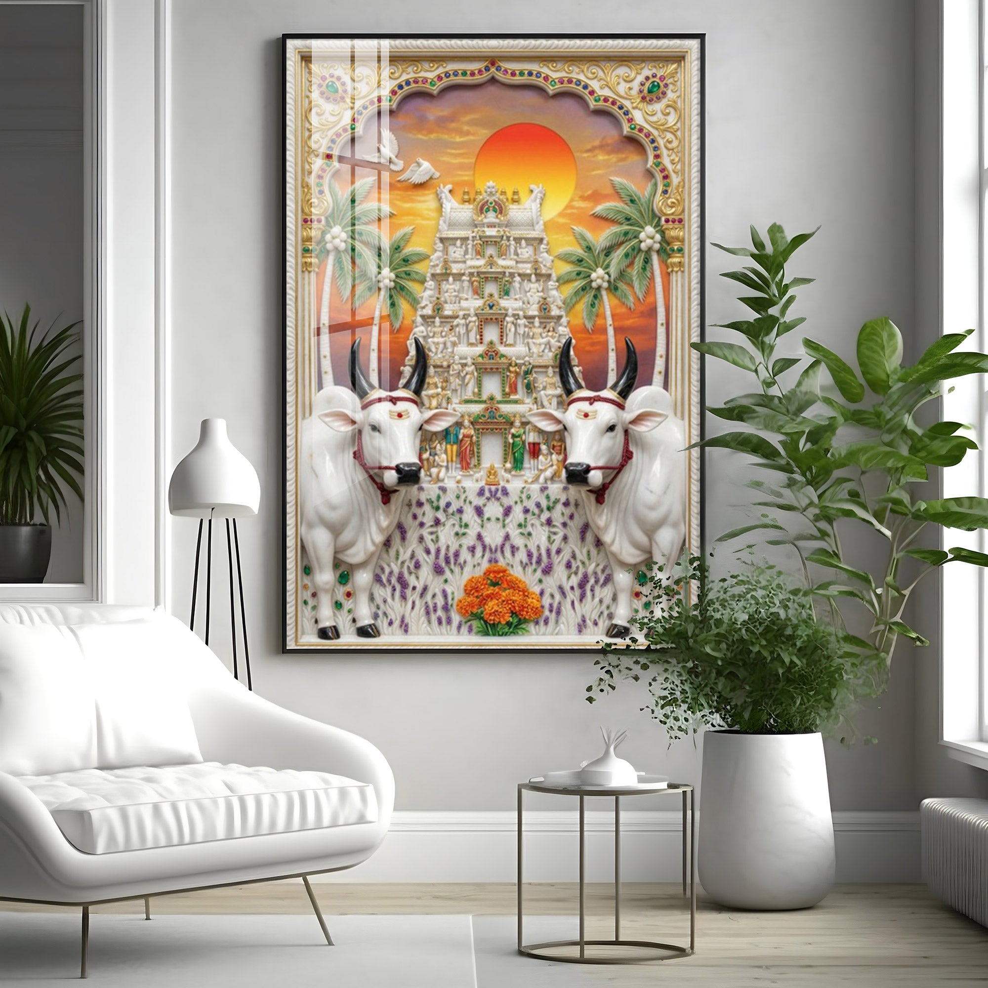 The Kamadhenu Cow Premium Acrylic Vertical Wall Art