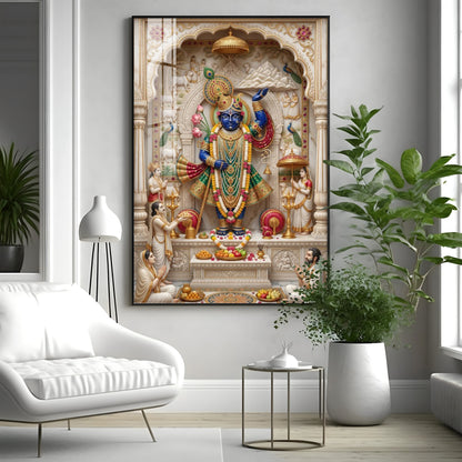 Lord Shrinathji Pichwai Premium Acrylic Vertical Wall Art