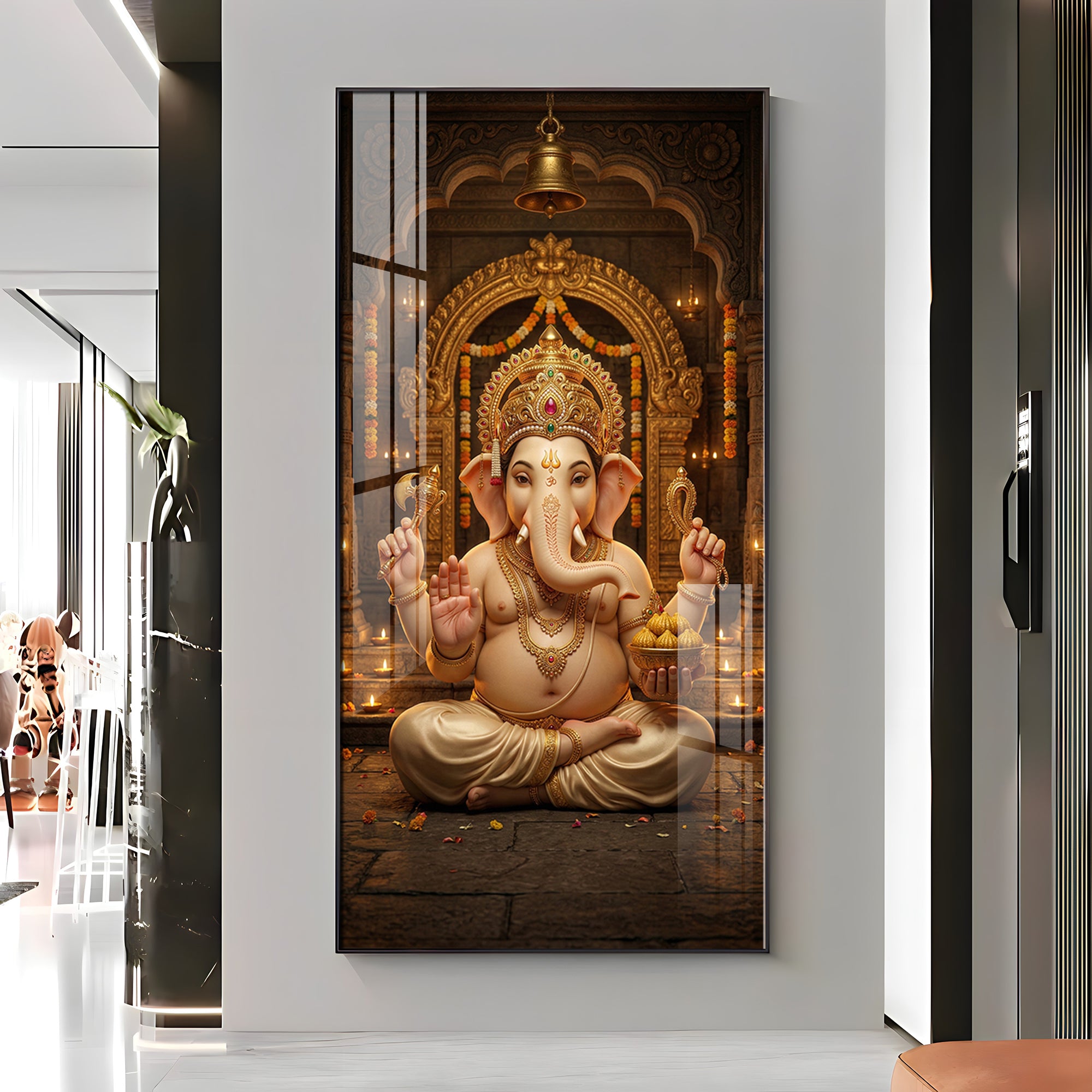 Lord Shree Ganesh Ji Premium Acrylic Vertical Wall Art