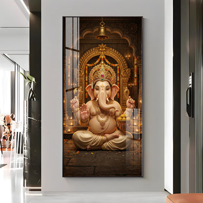 Lord Shree Ganesh Ji Premium Acrylic Vertical Wall Art