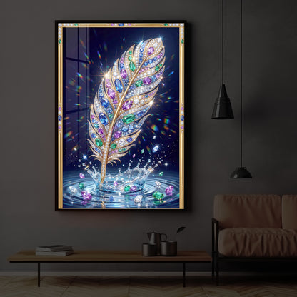 Colorful Feather Modern Luxury Backlight Vertical Wall Art